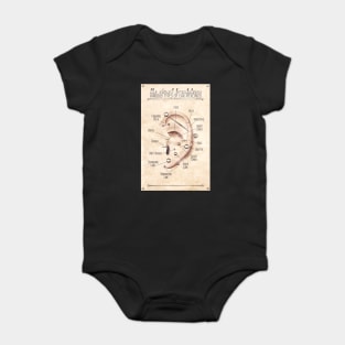 Vintage Style Ear Piercing Chart Baby Bodysuit